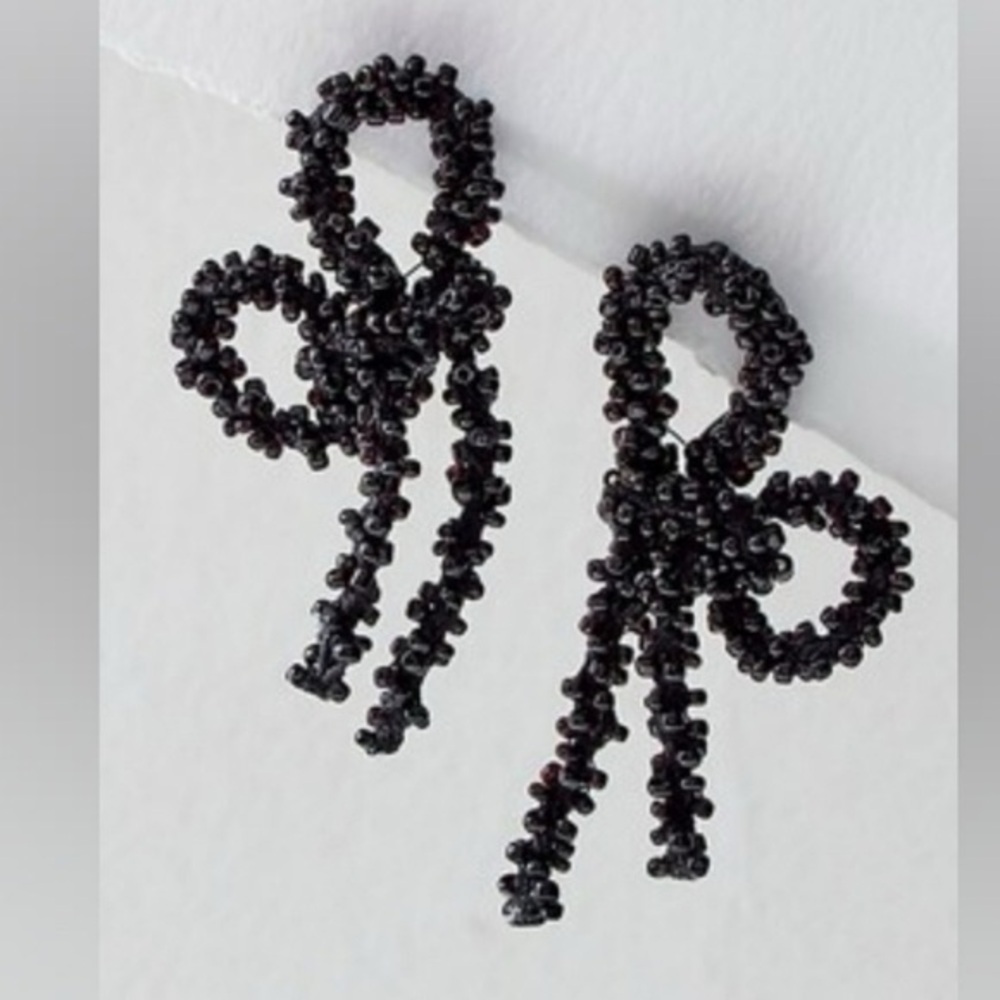 FREE PEOPLE Black Brandy Bow Earrings